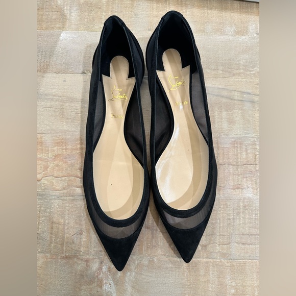 Christian Louboutin Galativi suede and mesh point toe flats shoes - Picture 13 of 16
